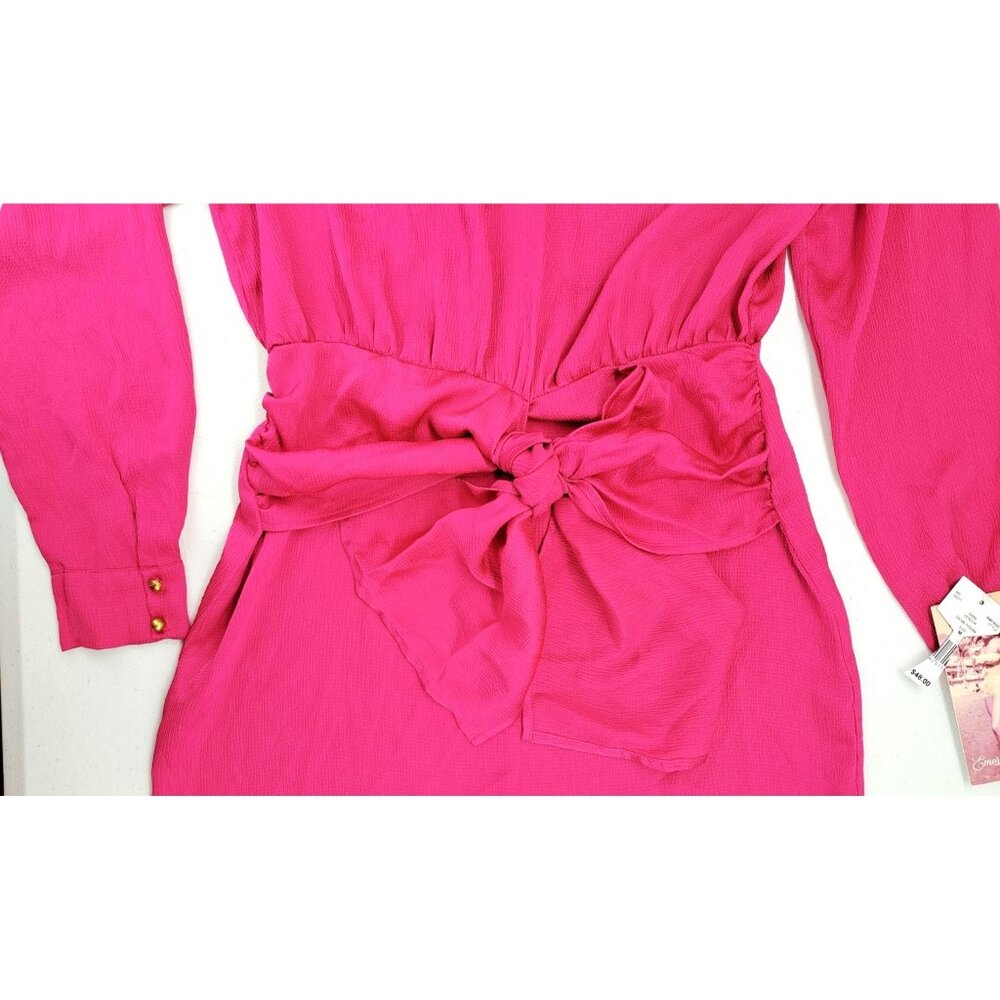 Emerald Sundae Pink Long Sleeve Mini Dress With Tie Waist Women Size Medium - Picture 4 of 8